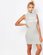 Adolescent Clothing Tank Dress With Hello Sunshine Print - Gray