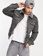 River Island Sherpa Lined Jacket In Gray-grey