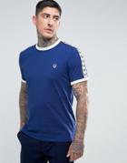 Fred Perry Slim Fit Sports Authentic Taped Sleeve T-shirt In Blue - Blue