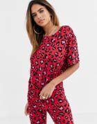Asos Design Mix & Match Red Animal Print Tee