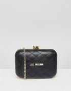 Love Moschino Structured Quilted Clutch With Strap - Black