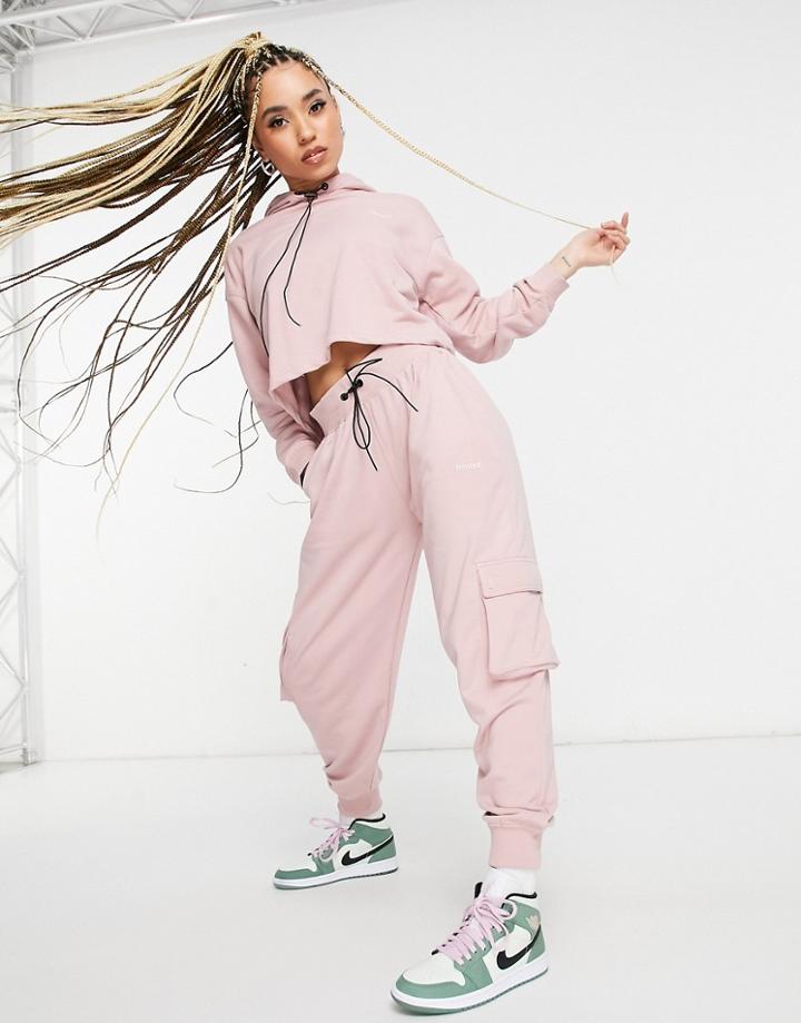 Night Addict Set High Waisted Cargo Tracksuit Sweatpants-pink