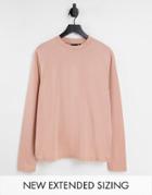 Asos Design Organic Blend Long Sleeve T-shirt With Crew Neck In Tan-neutral