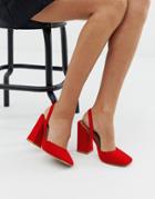 Asos Design Pivot Slingback High Heels - Red