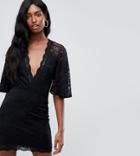 Asos Tall Cape Plunge Lace Mini Dress-multi