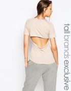 One Day Tall Open Back Jersey Top - Oatmeal