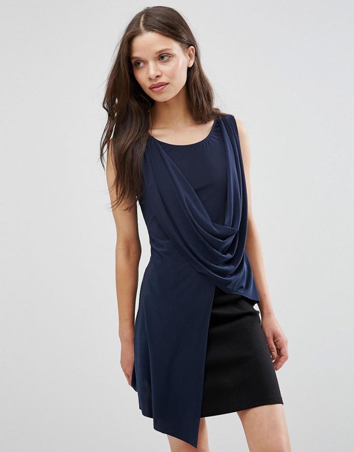 Love Drape Asymmetric Top - Navy
