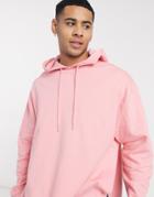 Asos Design Oversized Hoodie In Pink With Wide Side Slits