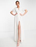 Little Miss Bridal Embellished Wrap Maxi Dress In Ivory-white