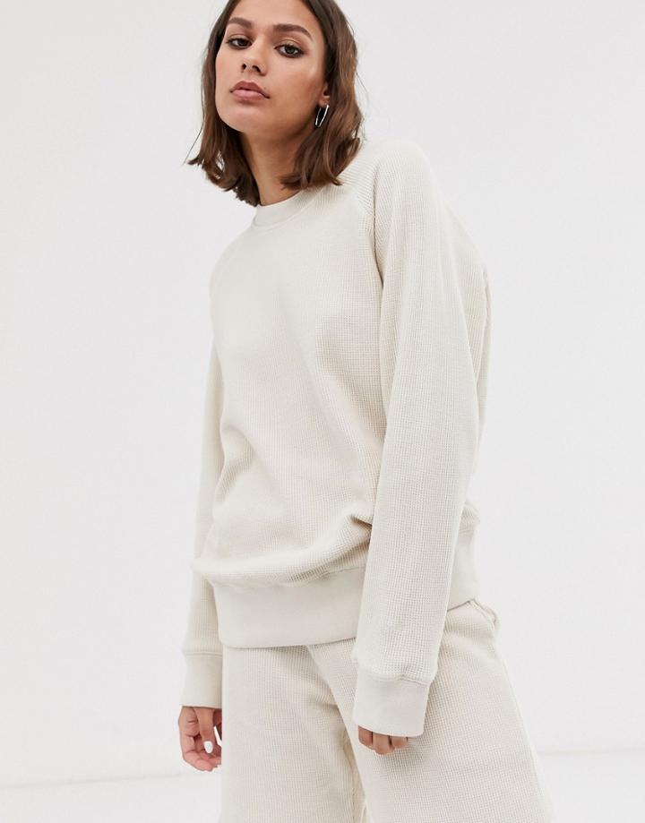 M.c. Overalls Long Sleeve Sweatshirt In Waffle - Beige