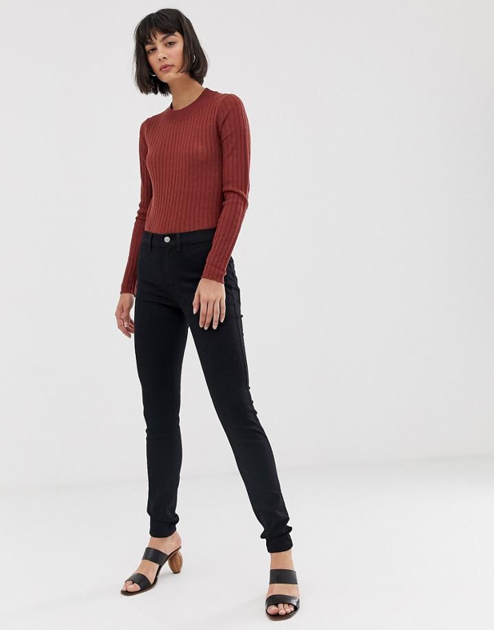 Selected High Waisted Jeggings - Black