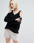 Vero Moda Cold Shoulder Sweater - Black