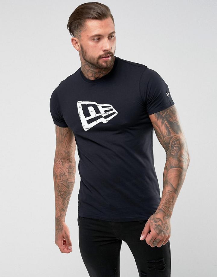 New Era Originators T-shirt With Flag Logo In Black - Black