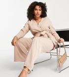 I Saw It First Plus Pant And Blazer Set In Stone-neutral