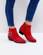 Asos Ashden Suede Studded Boots - Red
