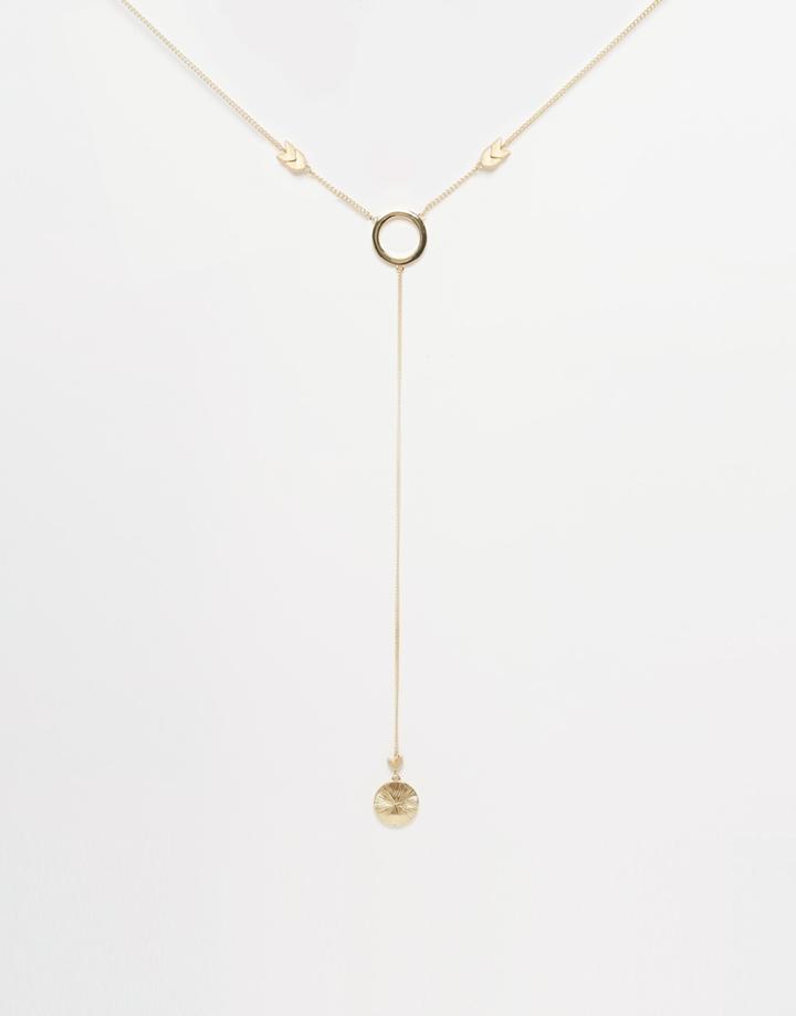 Asos Circle Arrow Pendant Necklace - Gold
