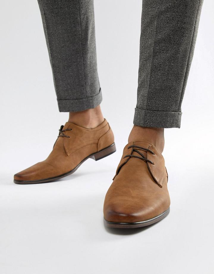 River Island Faux Leather Lace Up Shoes In Tan - Tan
