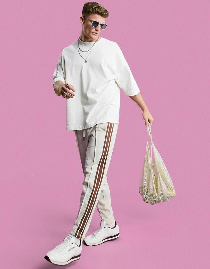 Asos Design Oversized Heavyweight T-shirt With Modesty Triangle In Cream-white