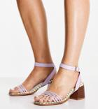 Asos Design Wide Fit Washington Mid Heeled Sandals In Pastel-multi