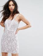 Prettylittlething Lace Mini Dress - Beige
