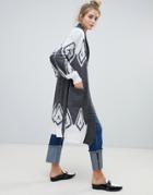 Willow & Paige Fairisle Longline Cardigan With Belt - Multi