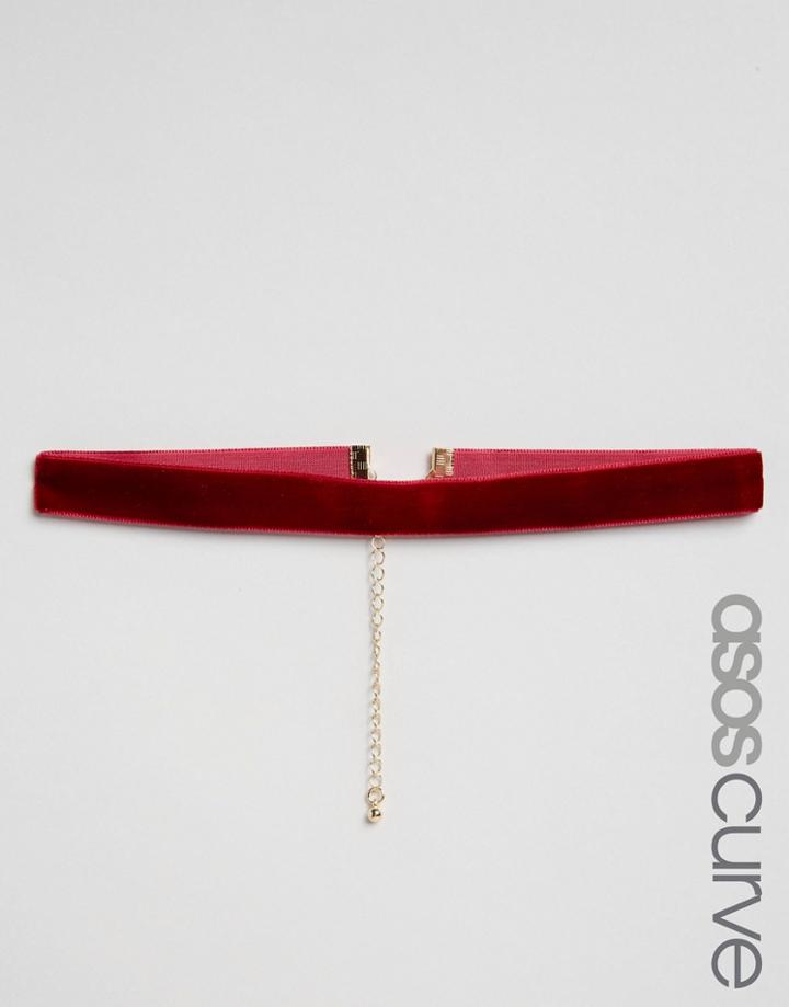 Asos Curve Velvet Choker Necklace - Red