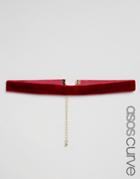 Asos Curve Velvet Choker Necklace - Red