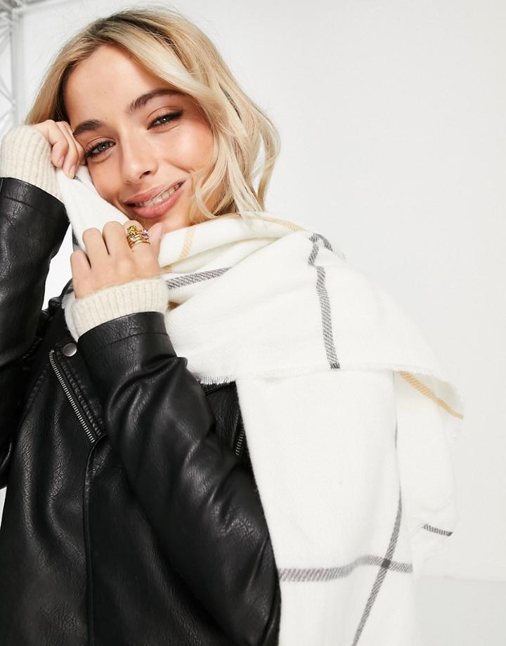 Accessorize Blanket Scarf In Off White Check