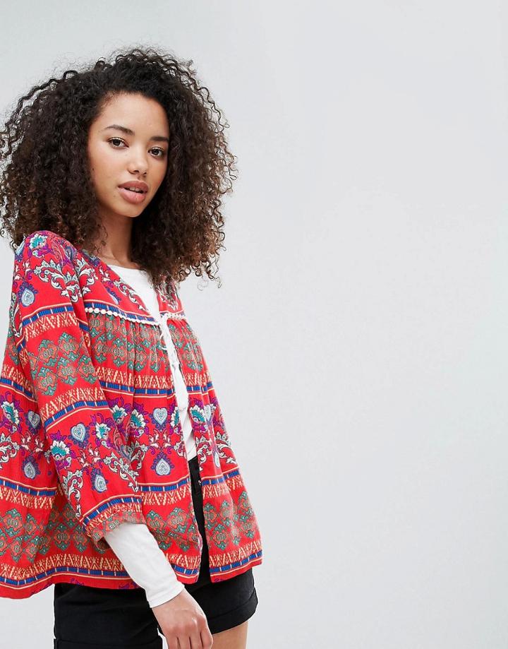 Trollied Dolly Jaunty Printed Jacket - Red