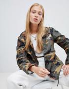 Herschel Voyage Packable Coach Jacket Back Logo Print In Camo - Green