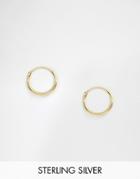 Asos Design Sterling Silver 12mm Hoop Earrings With 14k Gold Plating - Gold