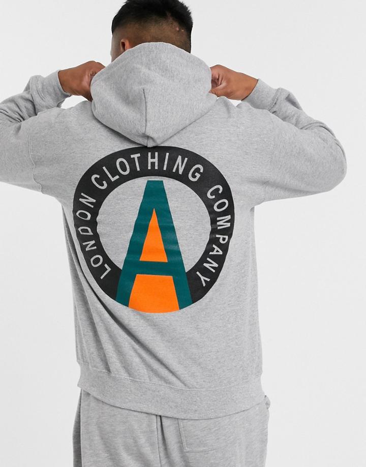 A London Back Print Hoodie-grey