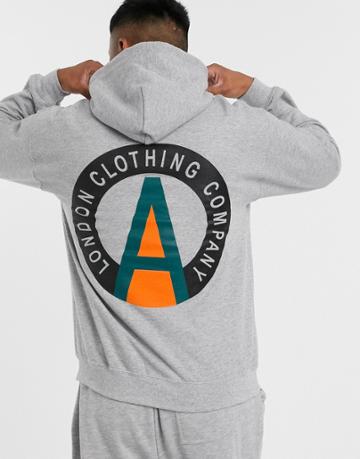 A London Back Print Hoodie-grey