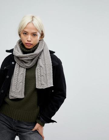 Alice Hannah Chunky Cable Knit Scarf - Beige