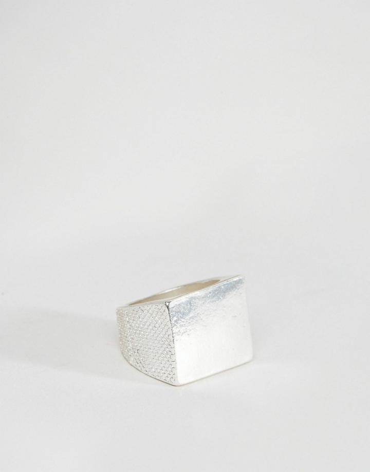 Icon Brand Signet Ring In Antique Finish - Silver