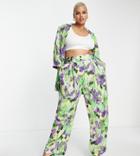 River Island Plus Blur Slim Bootcut Pants In Green - Part Of A Set