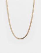 Asos Design Necklace In 4mm Herringbone Chain In Gold Tone
