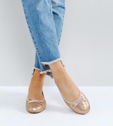 London Rebel Wide Fit Ballerina Pumps - Copper