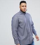 Tommy Hilfiger Plus Slim Fit Two Tone Dobby Button Down Collar Shirt With Flag Logo In Navy - Navy