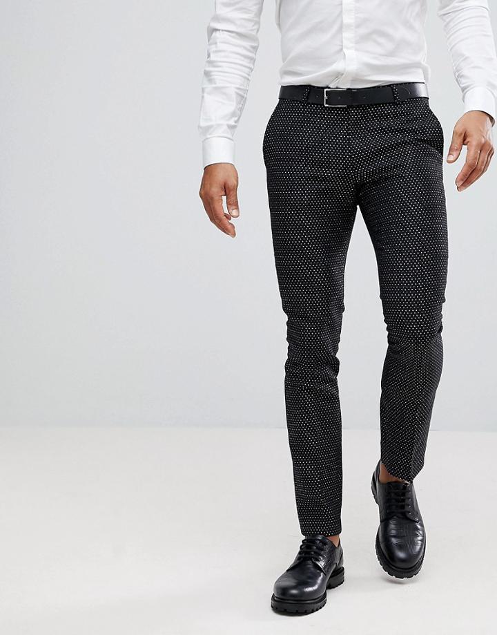 Noose & Monkey Super Skinny Polka Dot Pants - Black