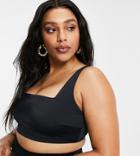 Asos Design Curve Recycled Mix And Match Square Neck Crop Bikini Top In Black