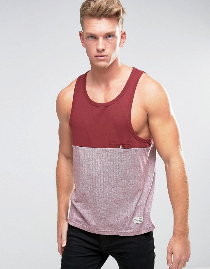 Brave Soul Solid Top Tank With Stripes - Red