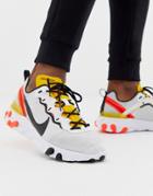 Nike React Element 55 Sneakers In White And Pink