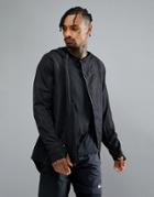 Bershka Sport Hooded Water Repellent Jacket In Black - Black