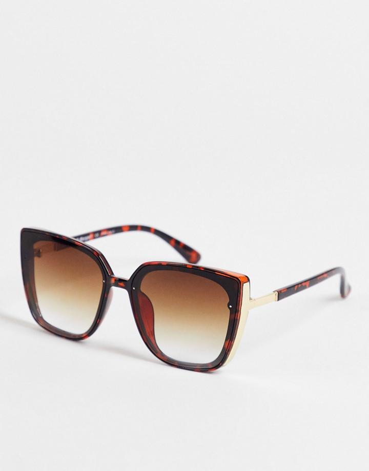 Aj Morgan Face It Oversized Cat Eye Sunglasses-brown