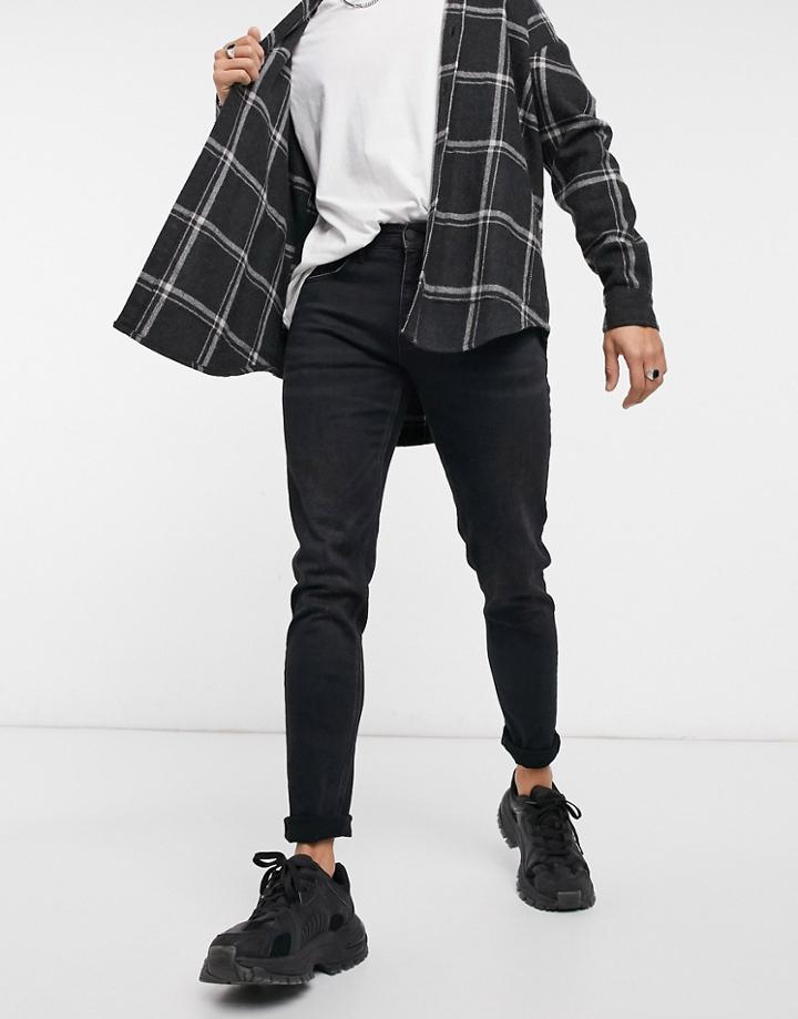 Pull & Bear Skinny Jeans In Washed Black