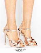 Lost Ink Wide Fit Knot Dancing Heeled Sandals - Gold