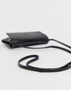 Vagabond Tulum Black Croc Leather Envelope Cross Body Bag