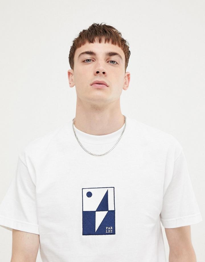 Parlez T-shirt With Embroidered Abstract Sheet Logo In White - White