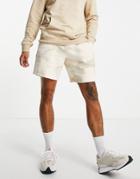 Asos Design Oversized Jersey Shorts In Beige Bleach Wash - Part Of A Set-neutral